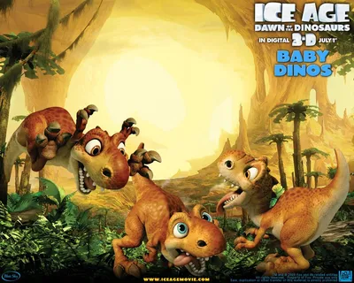 Обои на рабочий стол Ледниковый период 3, Ice age down of the dinosaurs in  digital 3d july 1 SCRATTE Динозавры играют друг с другом, обои для рабочего  стола, скачать обои, обои бесплатно