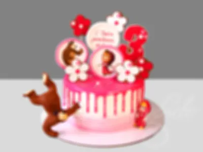 Торт на 2 годика девочке «Маша и Медведь»