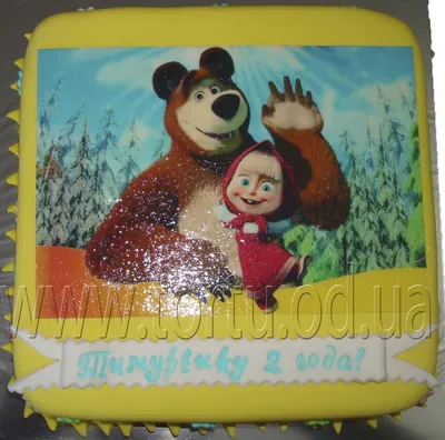 Торт Маша и Медведь 04126621 детский малышкам на день рождения одноярусный  - торты на заказ ПРЕМИУМ-класса от КП «Алтуфьево»
