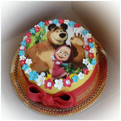 Вафельный лист Маша и Медведь © для торта 19см купить в интернет-магазине  Уголок кондитера