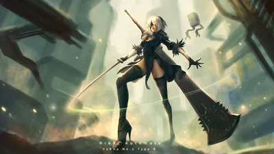 Обои на рабочий стол YoRHa №2 тип B из игры NieR: Automata, автор Shenhai  Xun, обои для рабочего стола, скачать обои, обои бесплатно