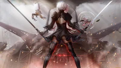 Обои Свалка Nier: Automata, обои для рабочего стола, фотографии видео игры,  nier, automata, девушка, фон, меч Обои для рабочего стола, скачать обои  картинки заставки на рабочий стол.