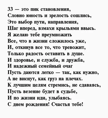 40 оригинальных стихов на 33 года мужчине 📝 Первый по стихам