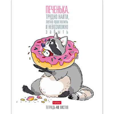 Тетрадь \"Hatber\", 48л, А5, клетка, на скобе, серия \"Прикольный енот\": цена,  купить в Астане, Алматы, Казахстане | hatber.kz