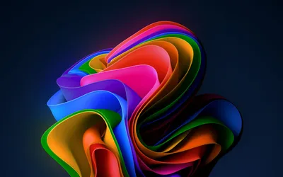 Обои на рабочий стол Разноцветные складки на синем фоне для Windows 11,  обои для рабочего стола, скачать обои, обои бесплатно