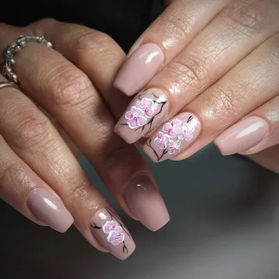 Сакура #nail #nails #ногти #маникюр #рисунок #Япония #nailart #art  #naildesign #design #nailstyle #style #tree #trees #flower #flowers #leaf  #Japan | Tırnak