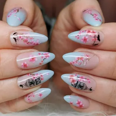 Nail Блогер on Instagram: \"Сакура вручную нарисована)) Мк нужен? #ногти  #ногти2022 #nails #маникюр #маникюр2022 #дизайнногтей #гельлак  #красивыеногти #ногтидня #топмастеров #noktibeograd #френч  #наращиваниеногтей #длинныеногти #короткиеногти ...