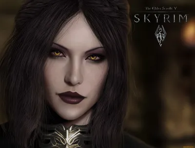 Обои на рабочий стол Деревья под ночным небом, игра The Elder Scrolls V:  Skyrim, by WatchTheSkies45, обои для рабочего стола, скачать обои, обои  бесплатно