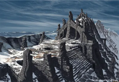 Обои на рабочий стол Ели на заснеженной поляне из игры Скайрим / Skyrim, by  WatchTheSkiies, обои для рабочего стола, скачать обои, обои бесплатно