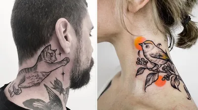 Идеи мужских тату на шее - фото - VeAn Tattoo