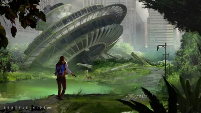 Скачать обои город, The Last of Us, зима, арт, снег, машина, раздел игры в  разрешении 1920x1080