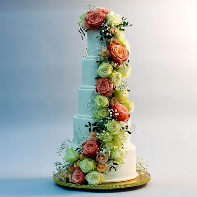 Торт на свадьбу нежный - Cake in Flowers