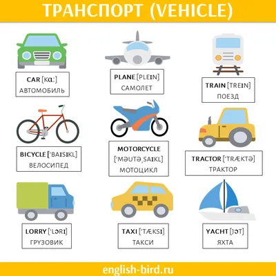 Виды транспорта на английском - задания в картинках для детей