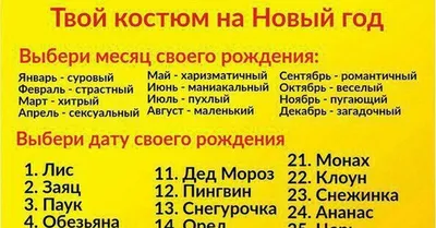 Выбиpaем Новогодний костюм по дате рождения! Шутка))) Не воспринимайте  серьёзно😃 | ВКонтакте