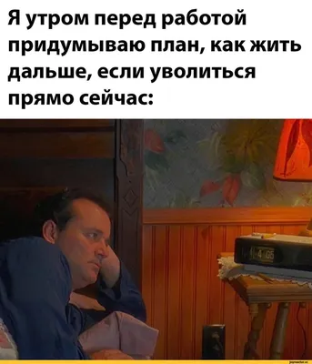 Я утром перед работой придумываю план, как жить дальше, если уволиться  прямо сейчас: / Билл Мюррей (Bill Murray) :: Актеры и Актрисы ::  Знаменитости :: день сурка :: увольнение :: утро ::