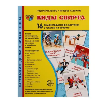 Демонстрационные картинки \"Виды спорта\" 16 шт, 17 х 22 см купить в Чите  Дошкольное воспитание в интернет-магазине Чита.дети (9452156)