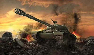 Обои арт, взрывы, кв-1, танки, wot, ис-3, world of tanks, Alexander malkin  на рабочий стол